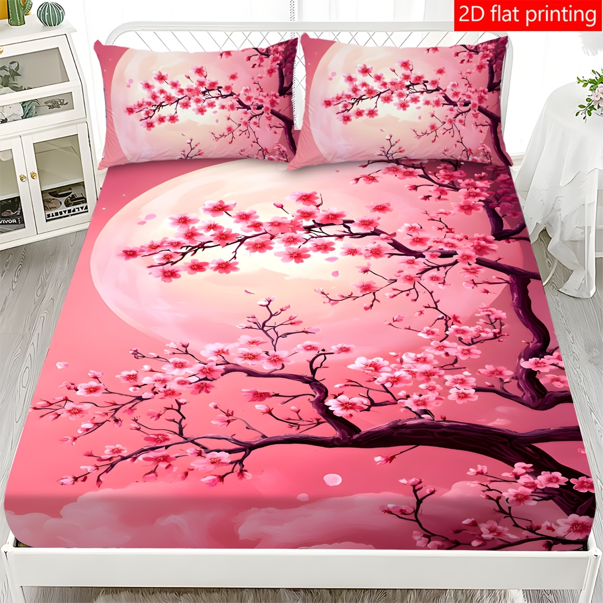 Baby Nursery Tree - Ochraniacz na materac z motywem różowego