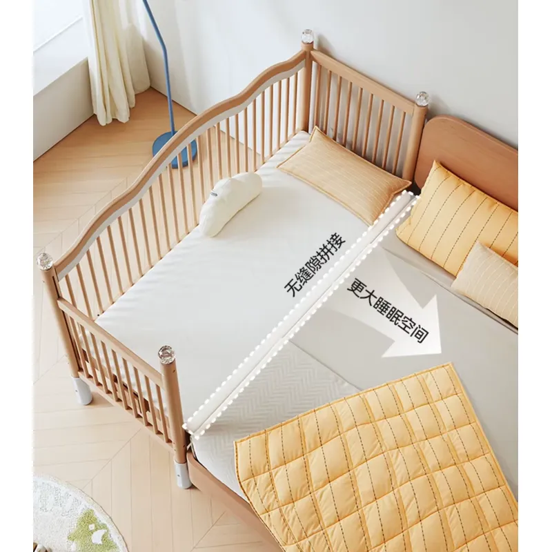 Baby Nursery Co - Drewniane łóżeczko dziecięce z funkcją łączenia,