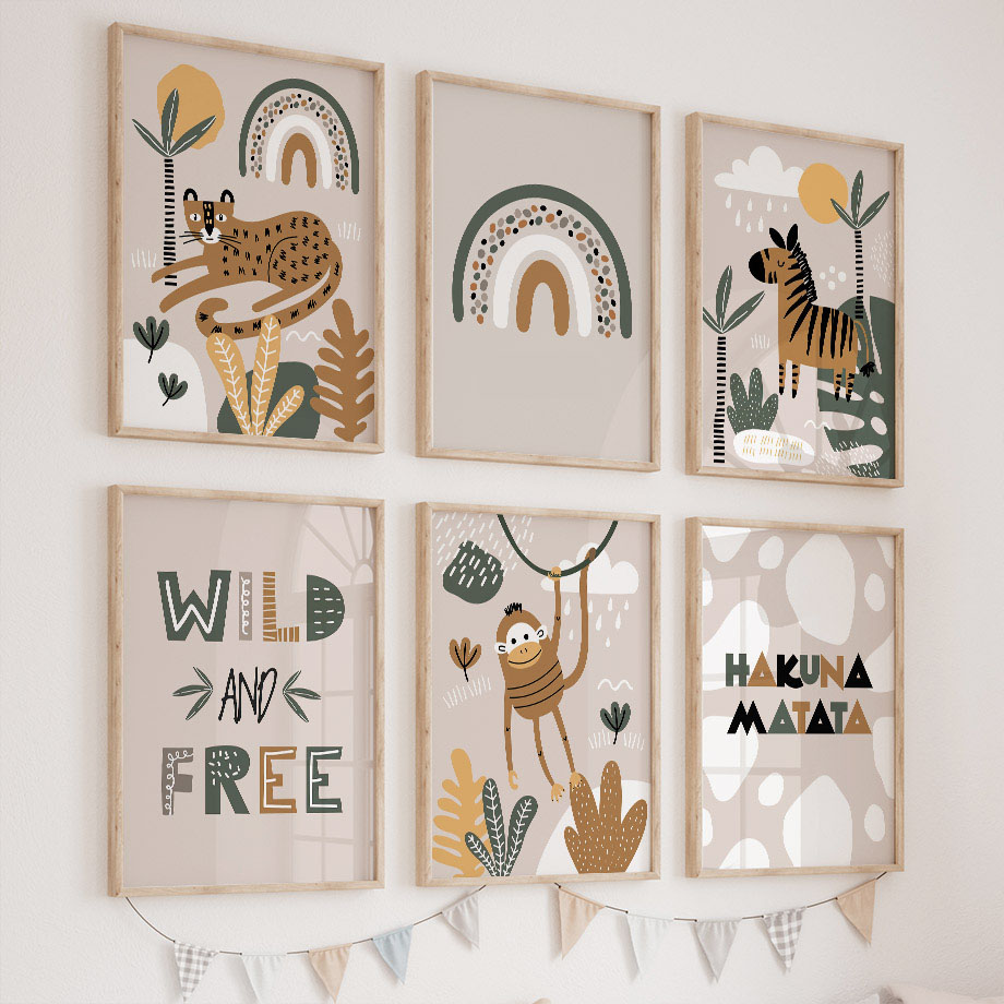 Baby Nursery Jungle Animals - Obraz na płótnie do pokoju dziecięcego