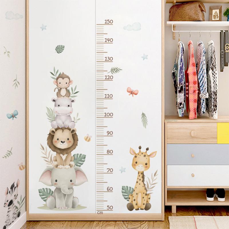 Baby Nursery Jungle Animals - Nowa naklejka z miarką wzrostu dla