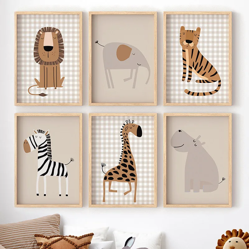Baby Nursery Jungle Animals - (Bez ramy) Lew Tygrys Słoń Żyrafa