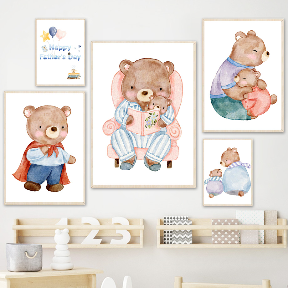 Baby Nursery Decor Boy - Zabawny Niedźwiadek Prezent na Dzień Ojca
