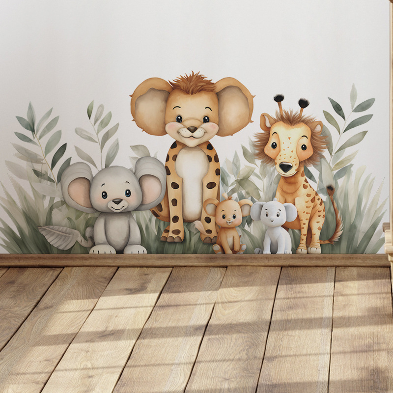 Baby Nursery Jungle Animals - Naklejka ścienna z motywem dżungli, samoprzylepna
