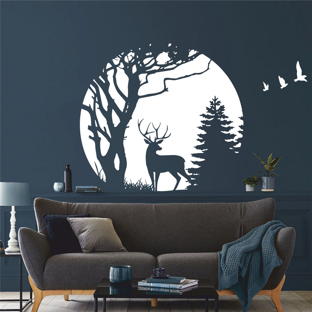 Baby Nursery Tree - Koło las jeleń sosna naklejka drzewko