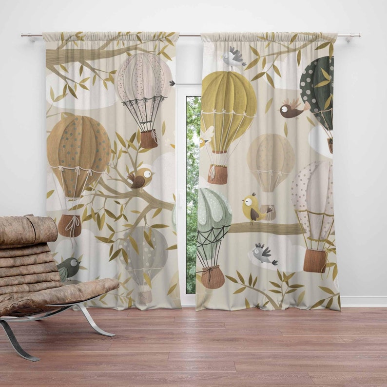 Baby Nursery Blackout Curtains - Zasłony z motywem balonów na ogrzane