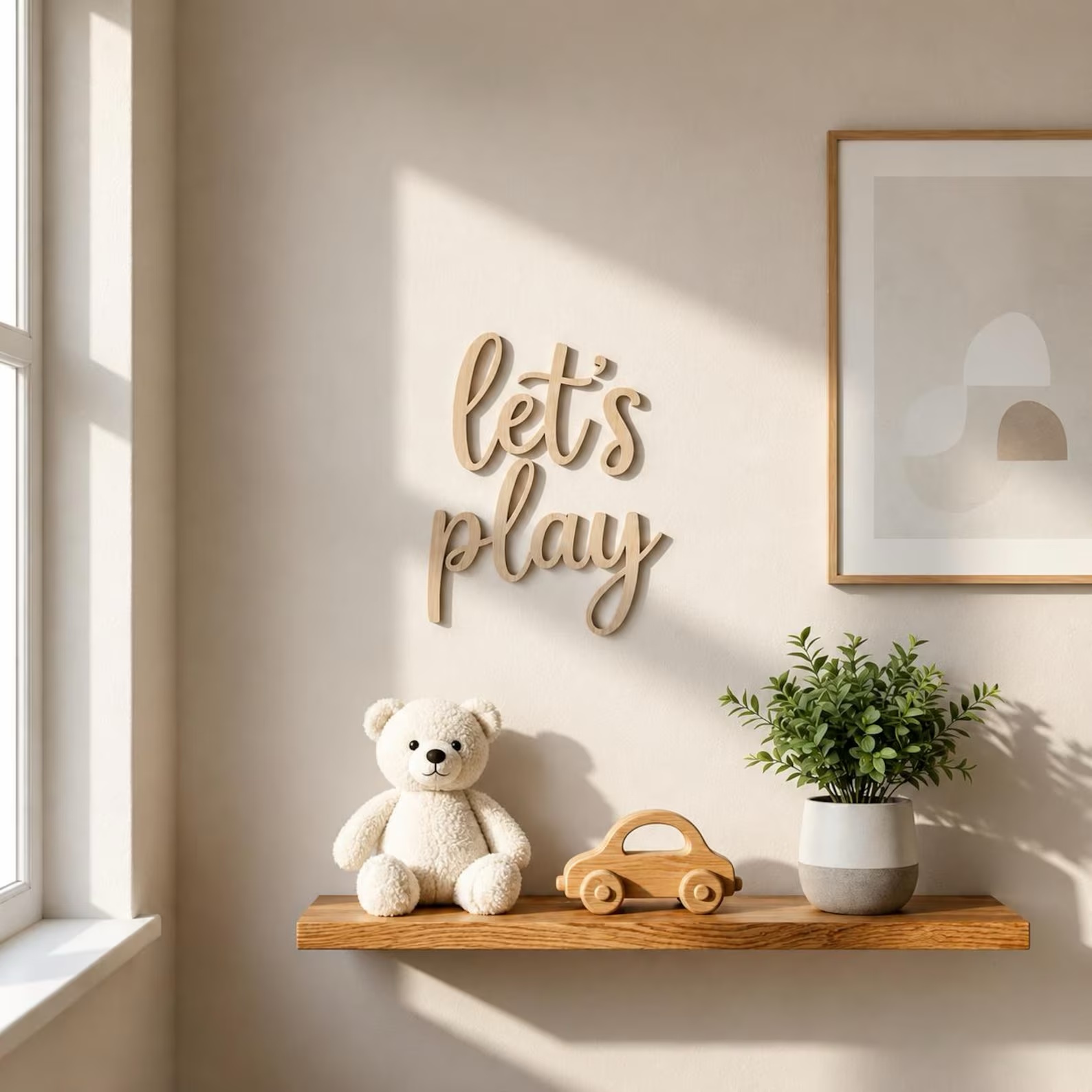 Baby Nursery Toy - Drewniana tabliczka na ścianę Let's Play,