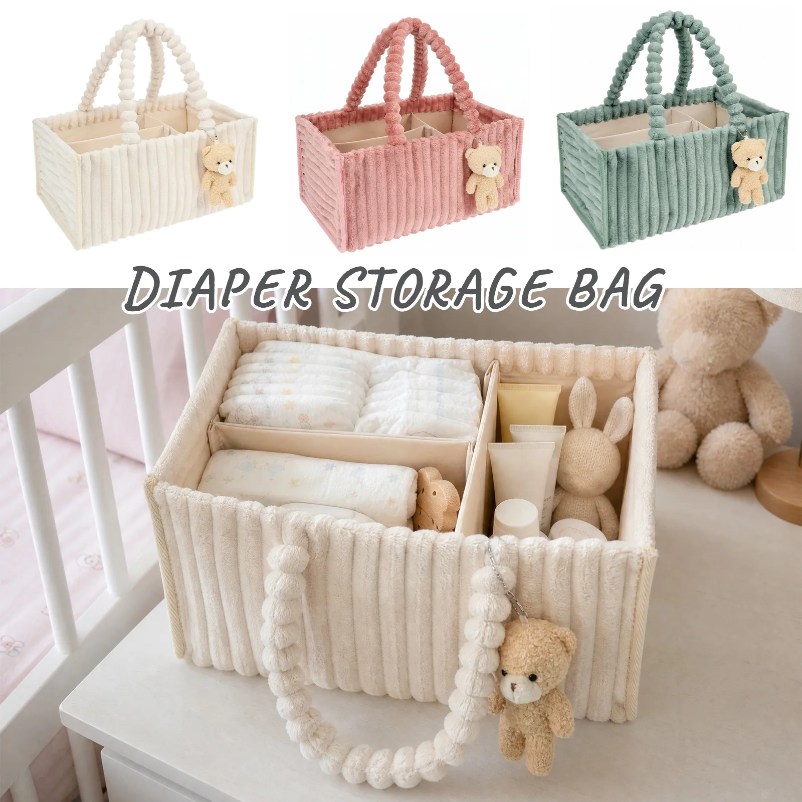 Diaper Caddy Organizer - Organizer na pieluchy dla niemowląt, kosz