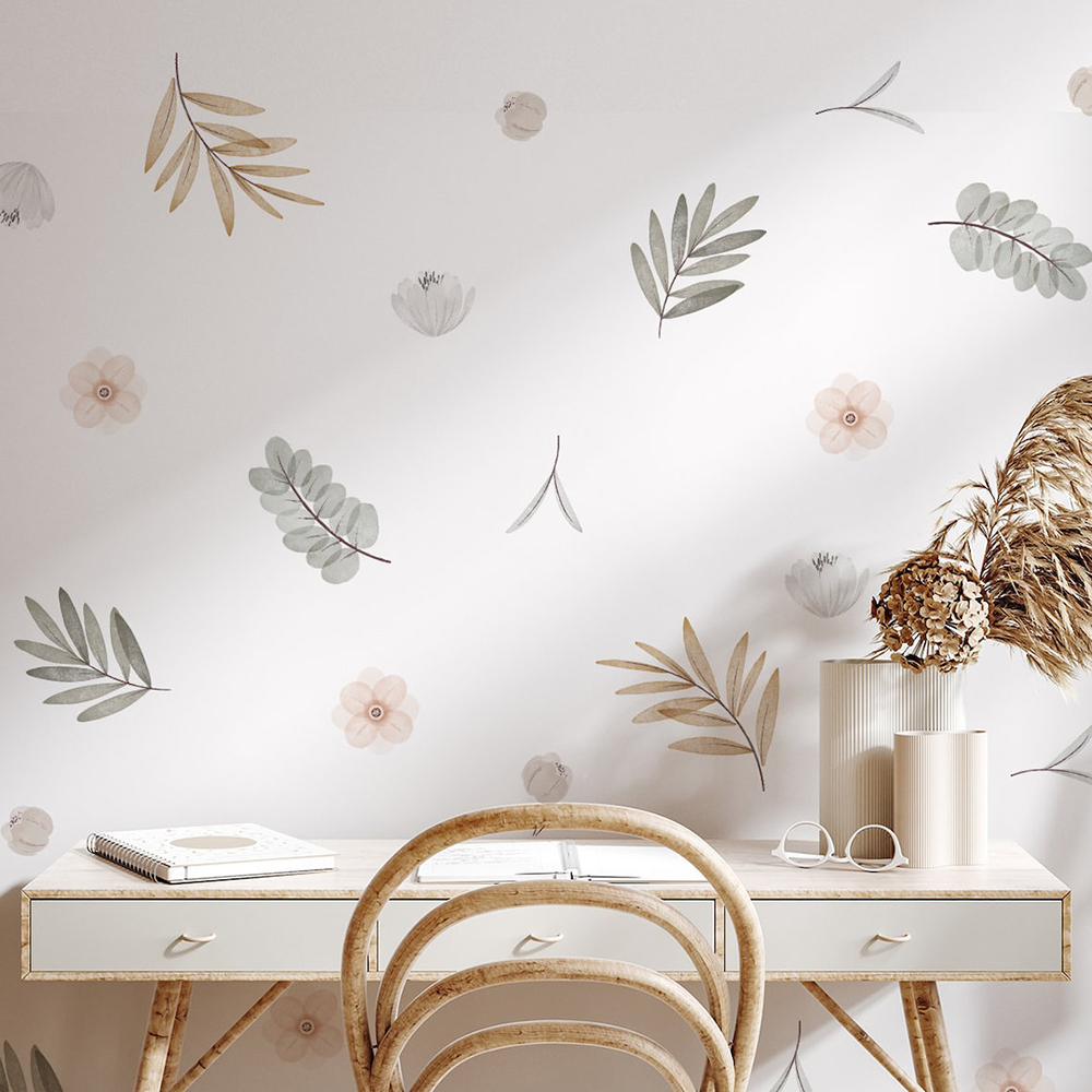 Baby Nursery Girl Room - Boho Leaves Botanical DIY Naklejki ścienne