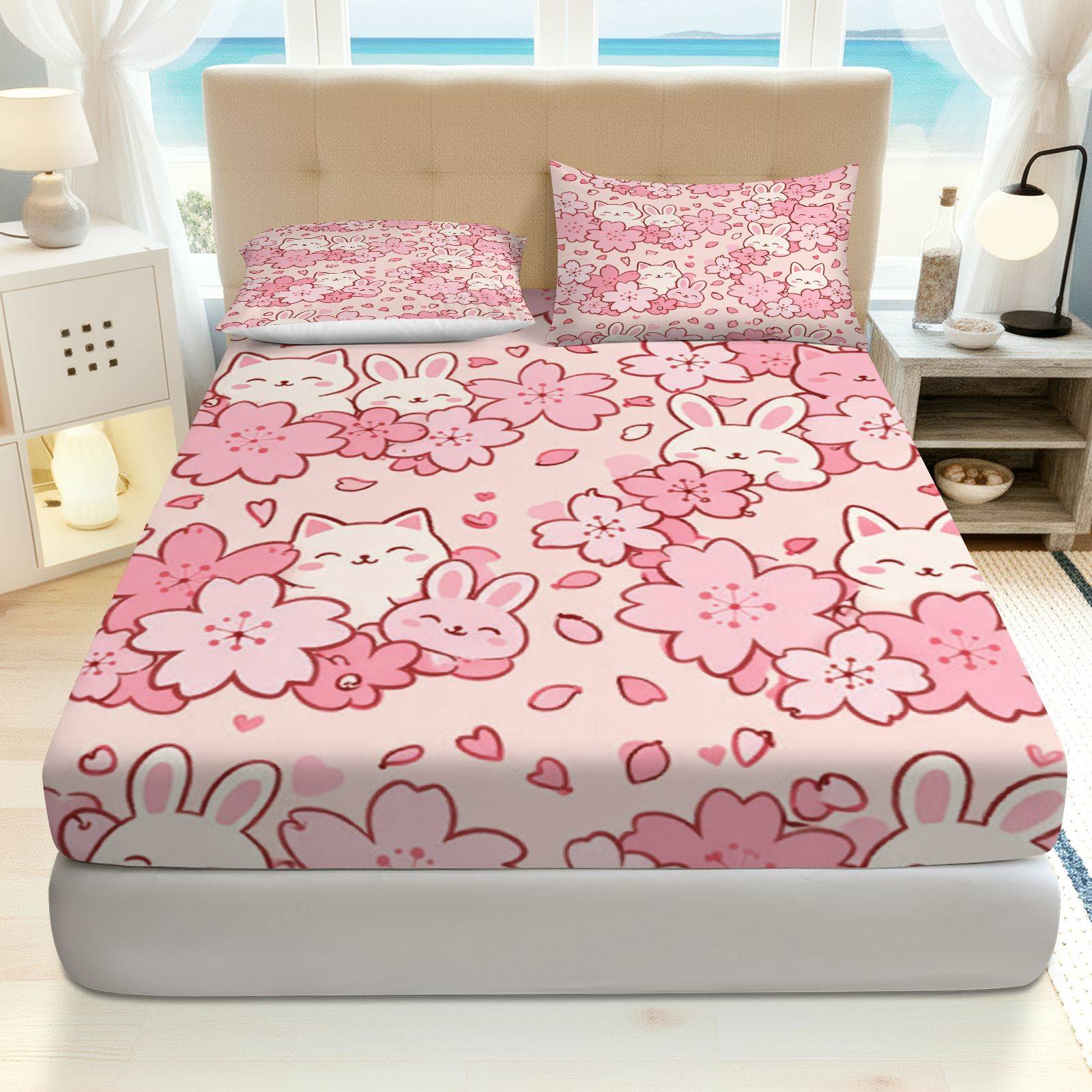 Baby Nursery Bedding Sets - Zestaw pościeli Sakura Rabbit Cat, oddychający