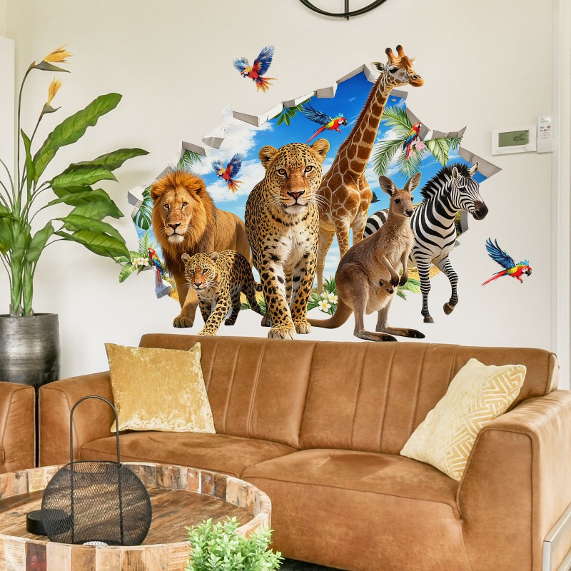 Baby Nursery Jungle Animals - Duże naklejki ścienne z motywem dżungli,