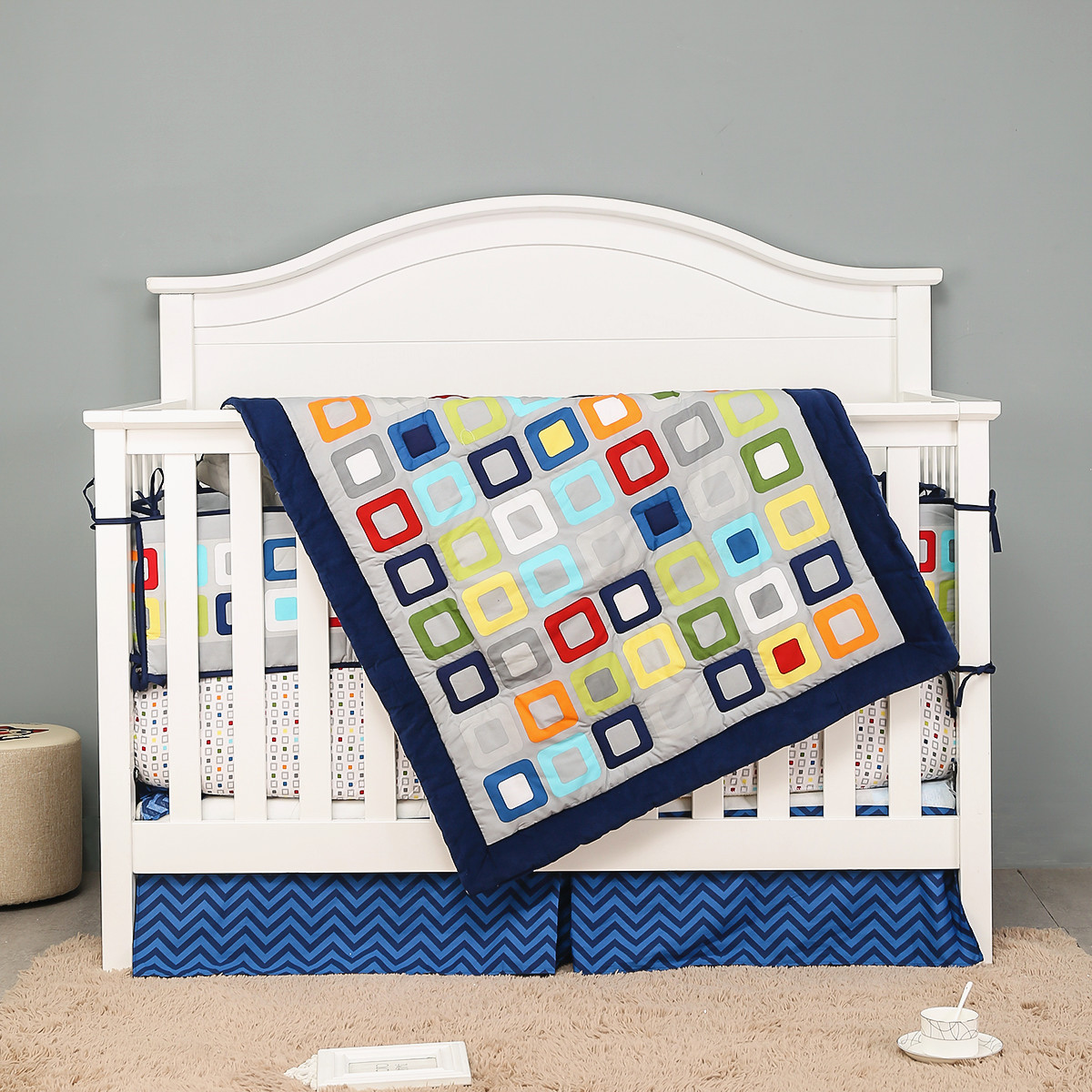 Baby Nursery Bedding Sets - 7-częściowy zestaw pościeli do łóżeczka dziecięcego,