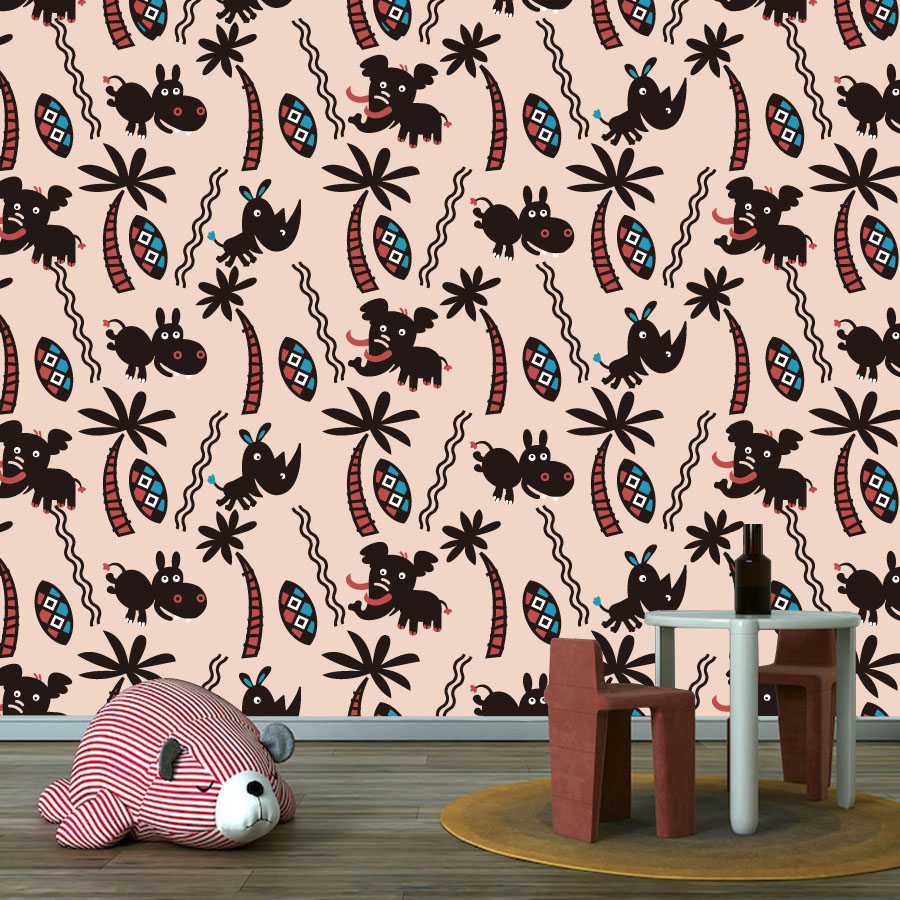 Baby Nursery Peel And Stick Wallpaper - Kreskówkowa tapeta samoprzylepna do salonu, tapeta