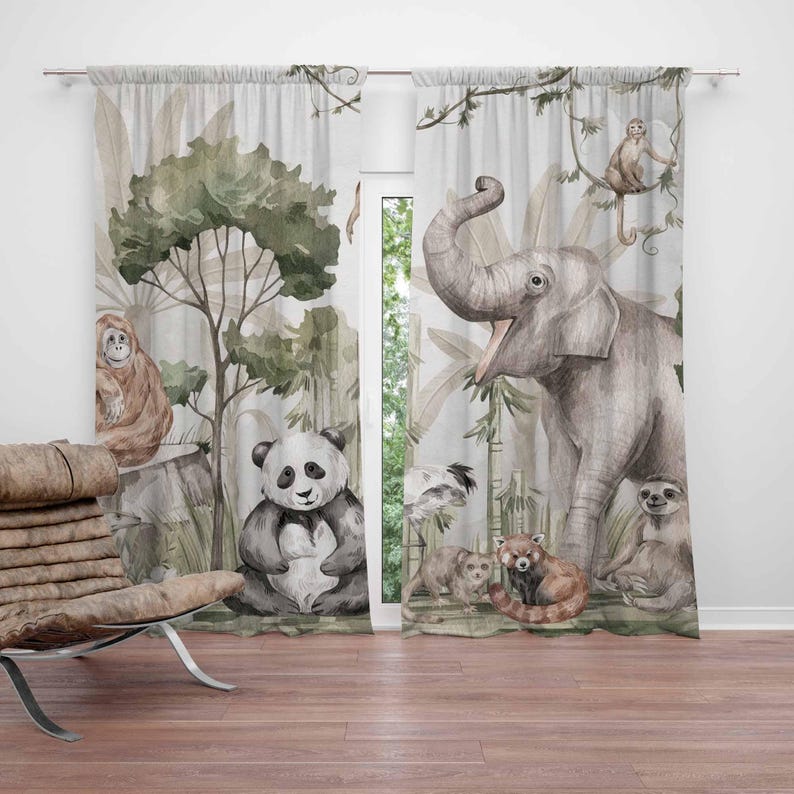 Baby Nursery Blackout Curtains - Zasłony Safari Zwierzęta Zasłony do Pokoju