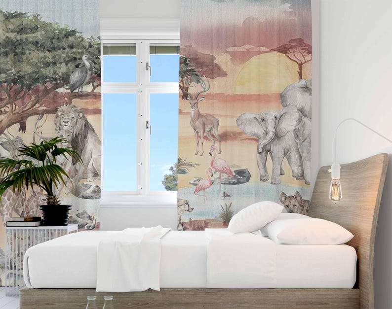 Zasłony Safari Zwierzęta Pokój – Baby Nursery Blackout Curtains recenzja i cena