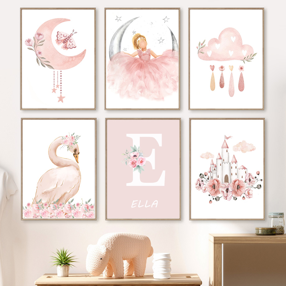 Pink Angel Girl Sun Moon Cloud – Baby Nursery Girl Room recenzja i cena