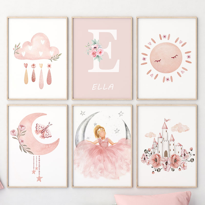 Pink Angel Girl Sun Moon Cloud – Baby Nursery Girl Room recenzja i cena