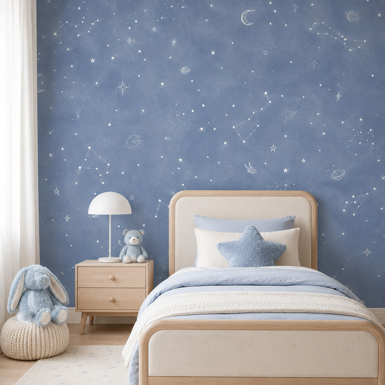 Niebieska tapeta samoprzylepna – Baby Nursery Peel And Stick Wallpaper recenzja i cena
