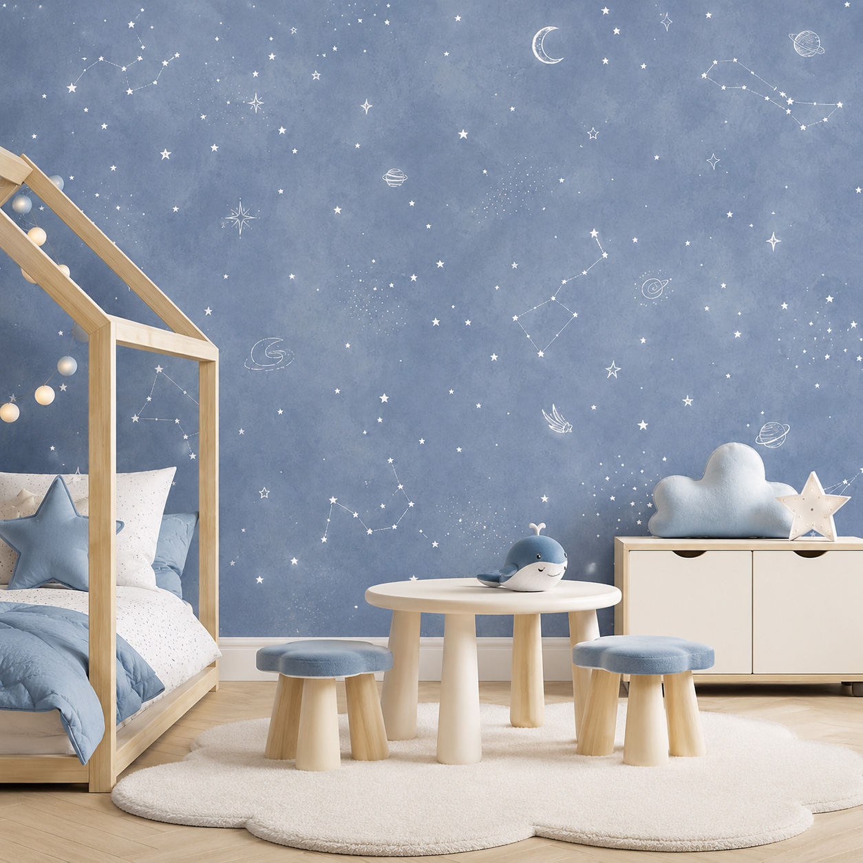 Niebieska tapeta samoprzylepna – Baby Nursery Peel And Stick Wallpaper recenzja i cena
