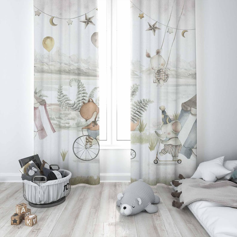 Zasłony ze zwierzętami cyrkowy – Baby Nursery Blackout Curtains recenzja i cena