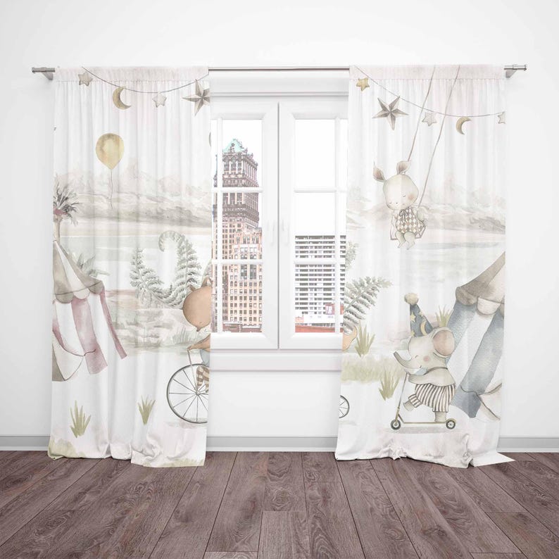 Zasłony ze zwierzętami cyrkowy – Baby Nursery Blackout Curtains recenzja i cena