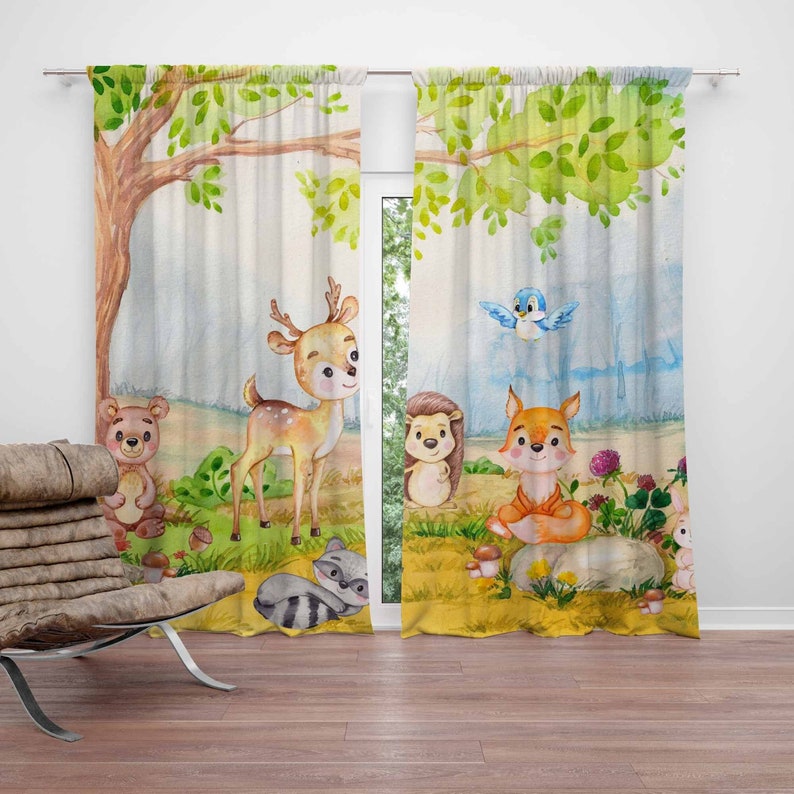 Zasłony z motywem zwierząt leś – Baby Nursery Blackout Curtains recenzja i cena
