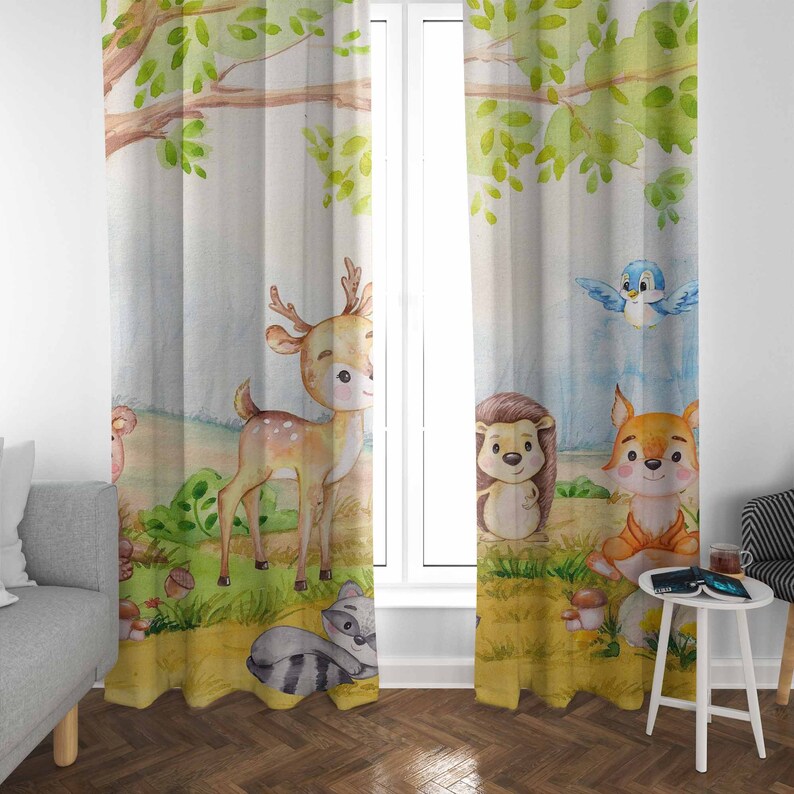 Zasłony z motywem zwierząt leś – Baby Nursery Blackout Curtains recenzja i cena