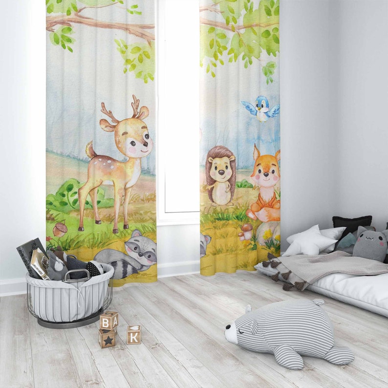 Zasłony z motywem zwierząt leś – Baby Nursery Blackout Curtains recenzja i cena