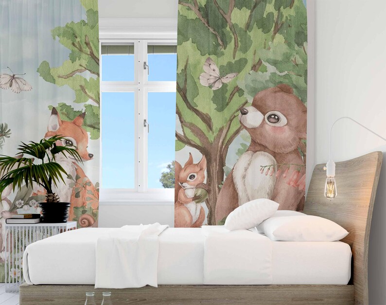 Zasłony z motywem zwierząt leś – Baby Nursery Blackout Curtains recenzja i cena