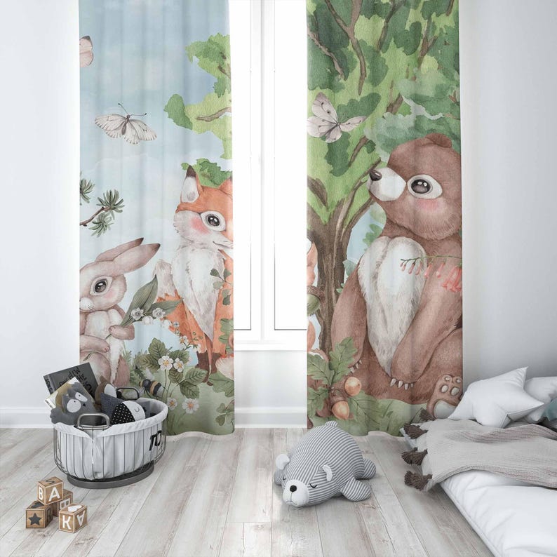 Zasłony z motywem zwierząt leś – Baby Nursery Blackout Curtains recenzja i cena