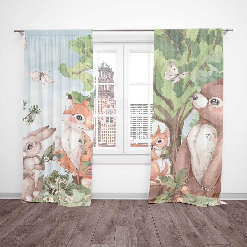 Zasłony z motywem zwierząt leś – Baby Nursery Blackout Curtains recenzja i cena