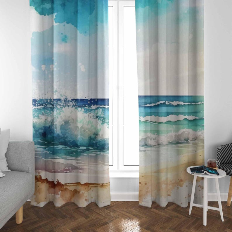 Zasłony z motywem fal morskich – Baby Nursery Blackout Curtains recenzja i cena