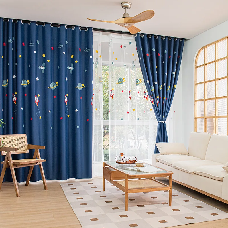 Granatowe Cartoon rakieta stat – Baby Nursery Blackout Curtains recenzja i cena