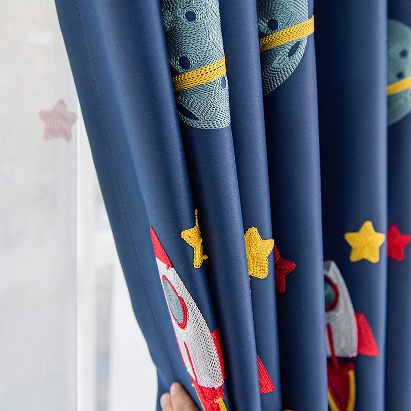 Granatowe Cartoon rakieta stat – Baby Nursery Blackout Curtains recenzja i cena