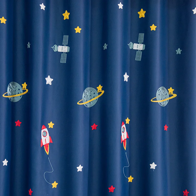 Granatowe Cartoon rakieta stat – Baby Nursery Blackout Curtains recenzja i cena