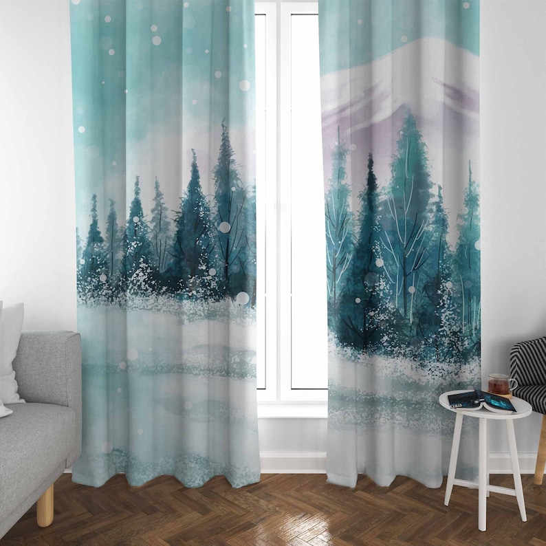 Zasłony Śnieżne Góry Zima Natu – Baby Nursery Blackout Curtains recenzja i cena
