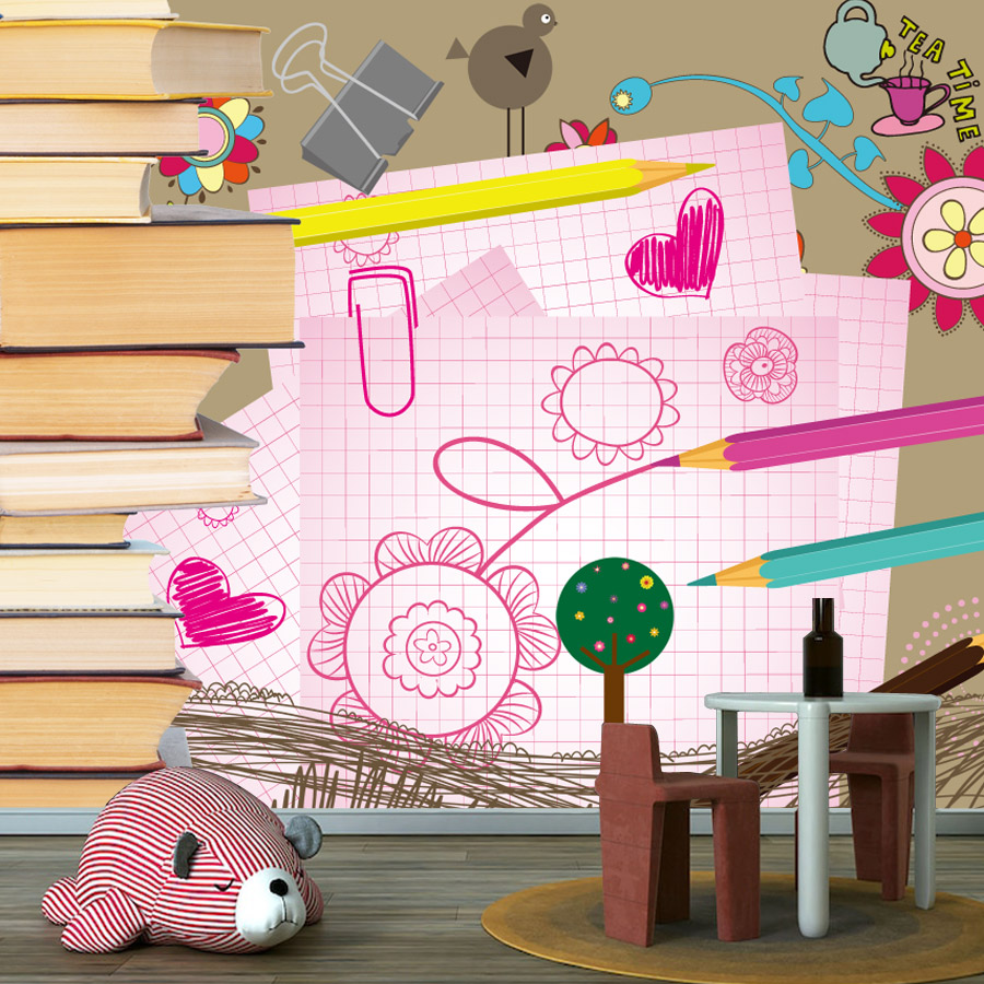 Kreskówkowe książki, rysunki,  – Baby Nursery Peel And Stick Wallpaper recenzja i cena