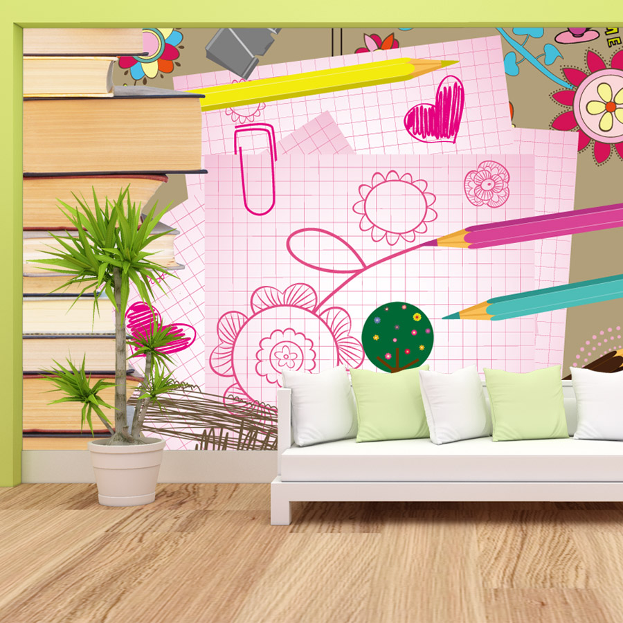 Kreskówkowe książki, rysunki,  – Baby Nursery Peel And Stick Wallpaper recenzja i cena