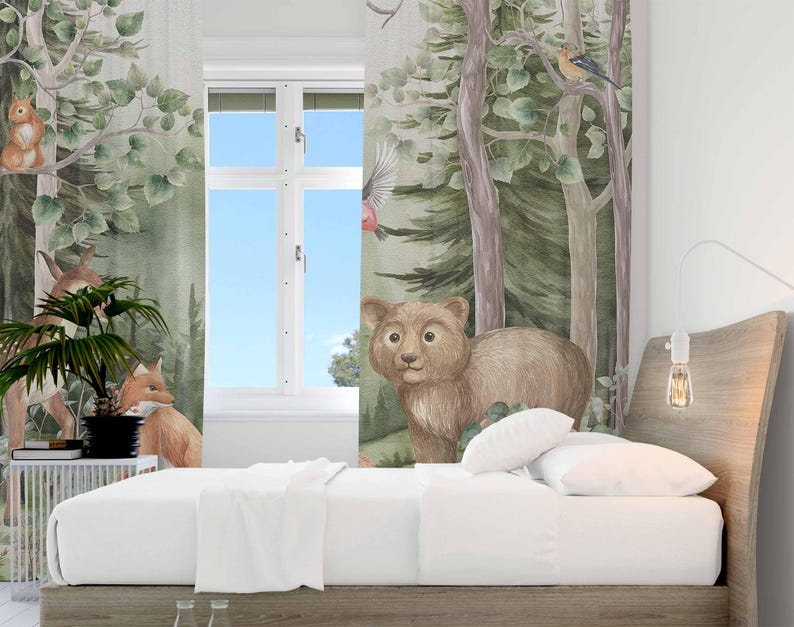 Zasłony z motywem zwierząt leś – Baby Nursery Blackout Curtains recenzja i cena