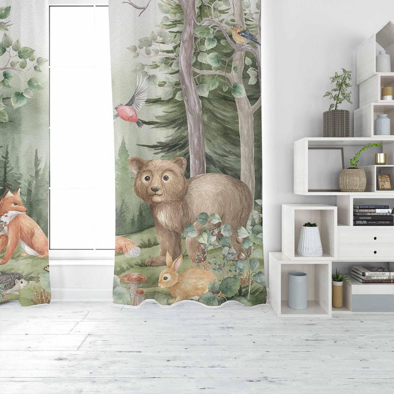 Zasłony z motywem zwierząt leś – Baby Nursery Blackout Curtains recenzja i cena