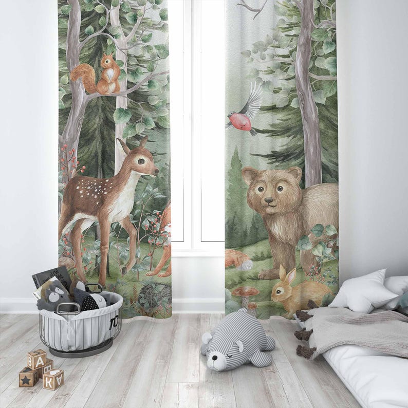 Zasłony z motywem zwierząt leś – Baby Nursery Blackout Curtains recenzja i cena