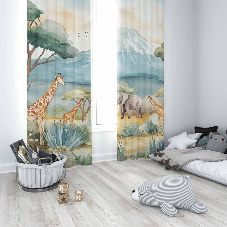 Zasłony Safari Zwierzęta Dziec – Baby Nursery Blackout Curtains recenzja i cena
