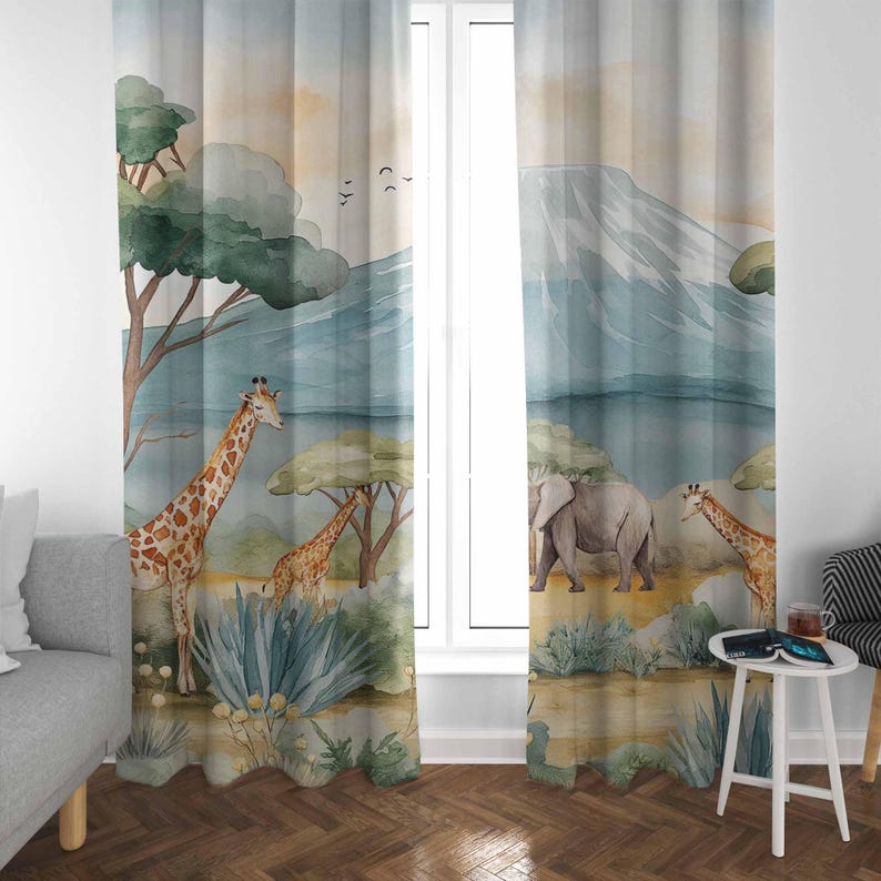 Zasłony Safari Zwierzęta Dziec – Baby Nursery Blackout Curtains recenzja i cena
