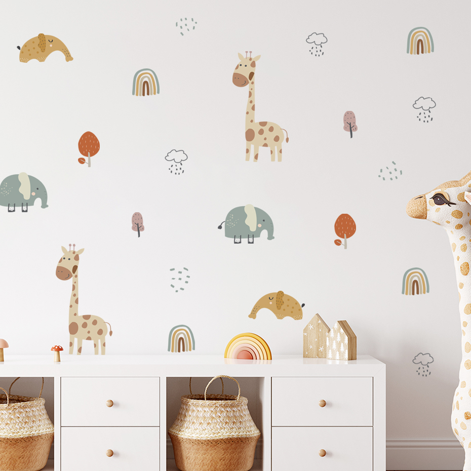 Cartoon żyrafa słoń naklejka ś – Baby Nursery Tree recenzja i cena
