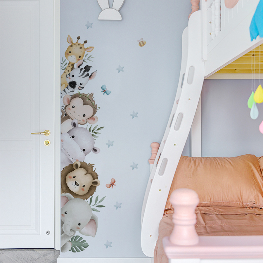 Naklejki na drzwi Akwarela Śli – Baby Nursery Jungle Animals recenzja i cena