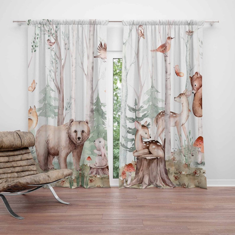 Zasłony z motywem zwierząt leś – Baby Nursery Blackout Curtains recenzja i cena