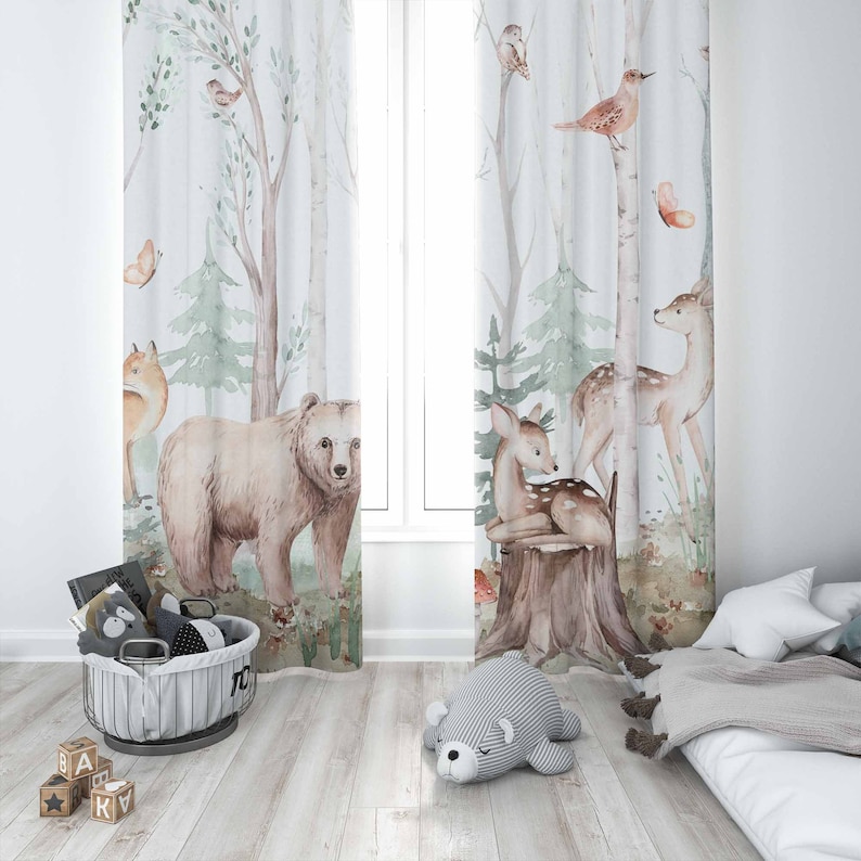 Zasłony z motywem zwierząt leś – Baby Nursery Blackout Curtains recenzja i cena