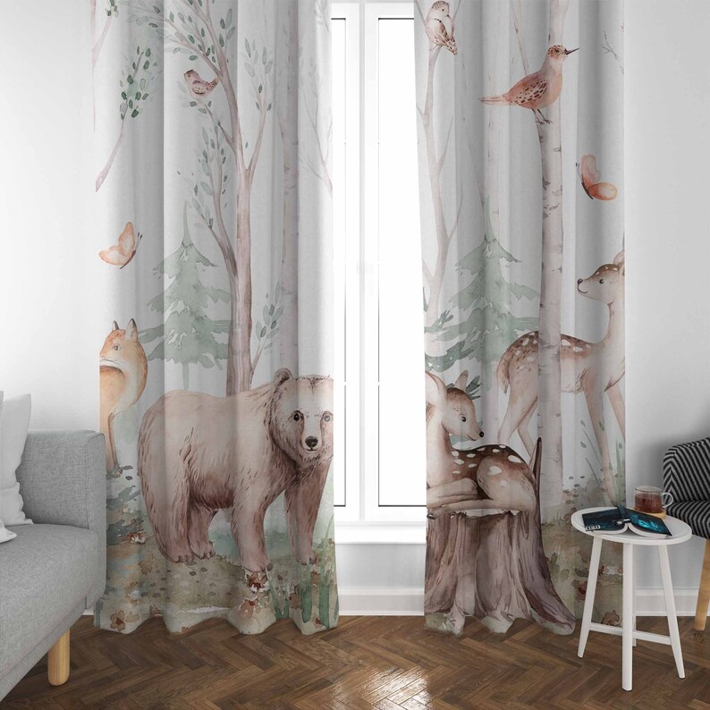 Zasłony z motywem zwierząt leś – Baby Nursery Blackout Curtains recenzja i cena