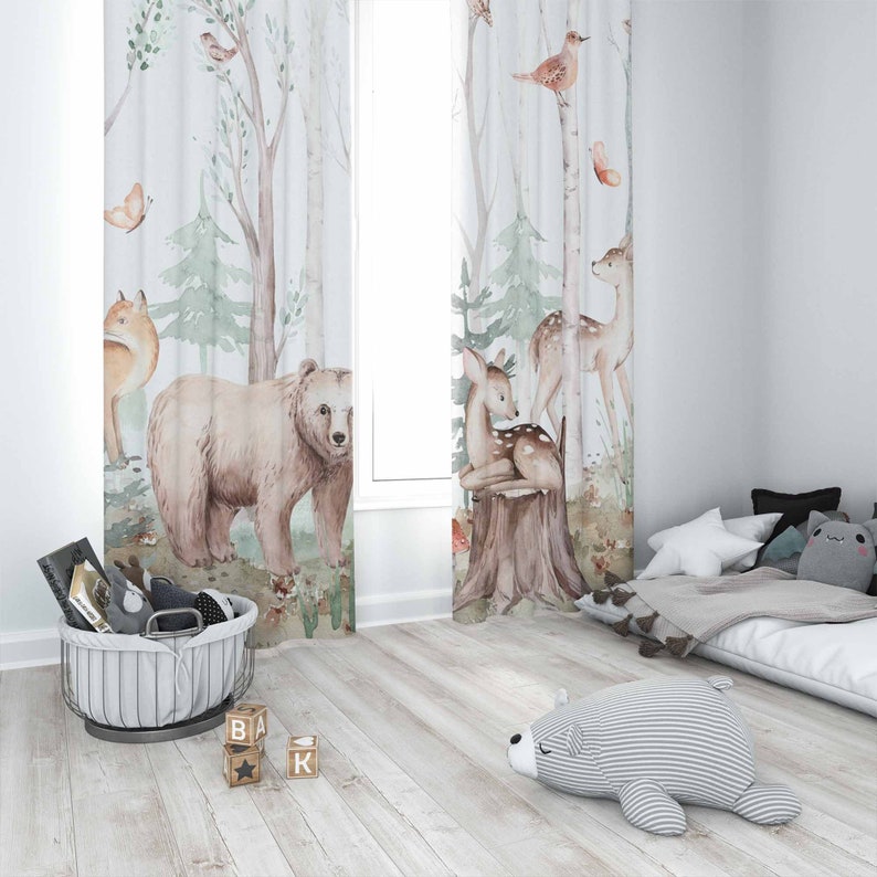 Zasłony z motywem zwierząt leś – Baby Nursery Blackout Curtains recenzja i cena